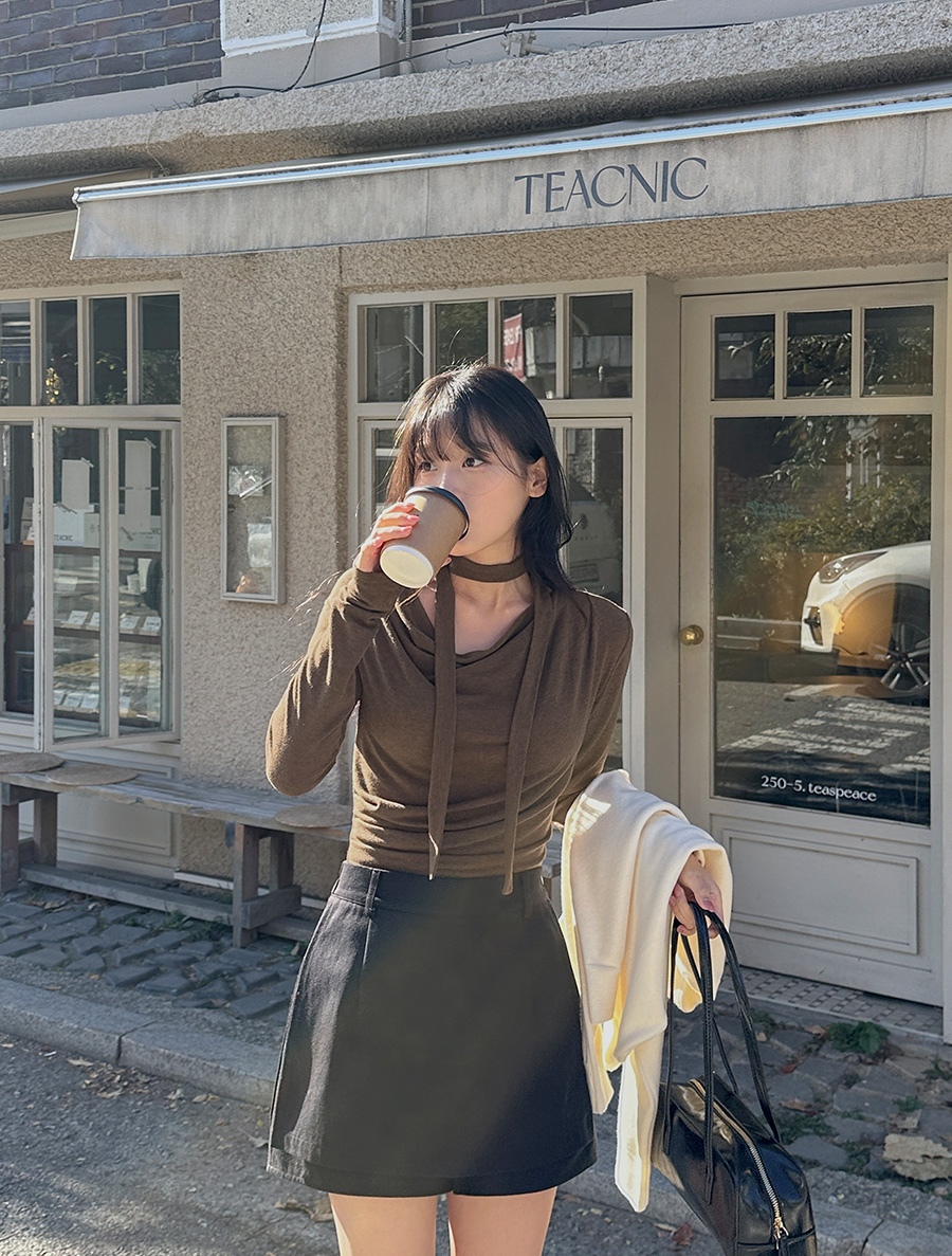 [EVELLET]ミューベアタイSETシャーリングドレープチブラウス