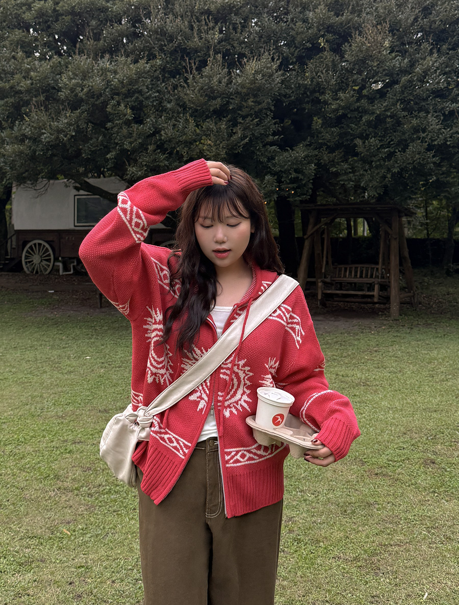 スーベル ノルディック ツウェー ニット フードジップアップ