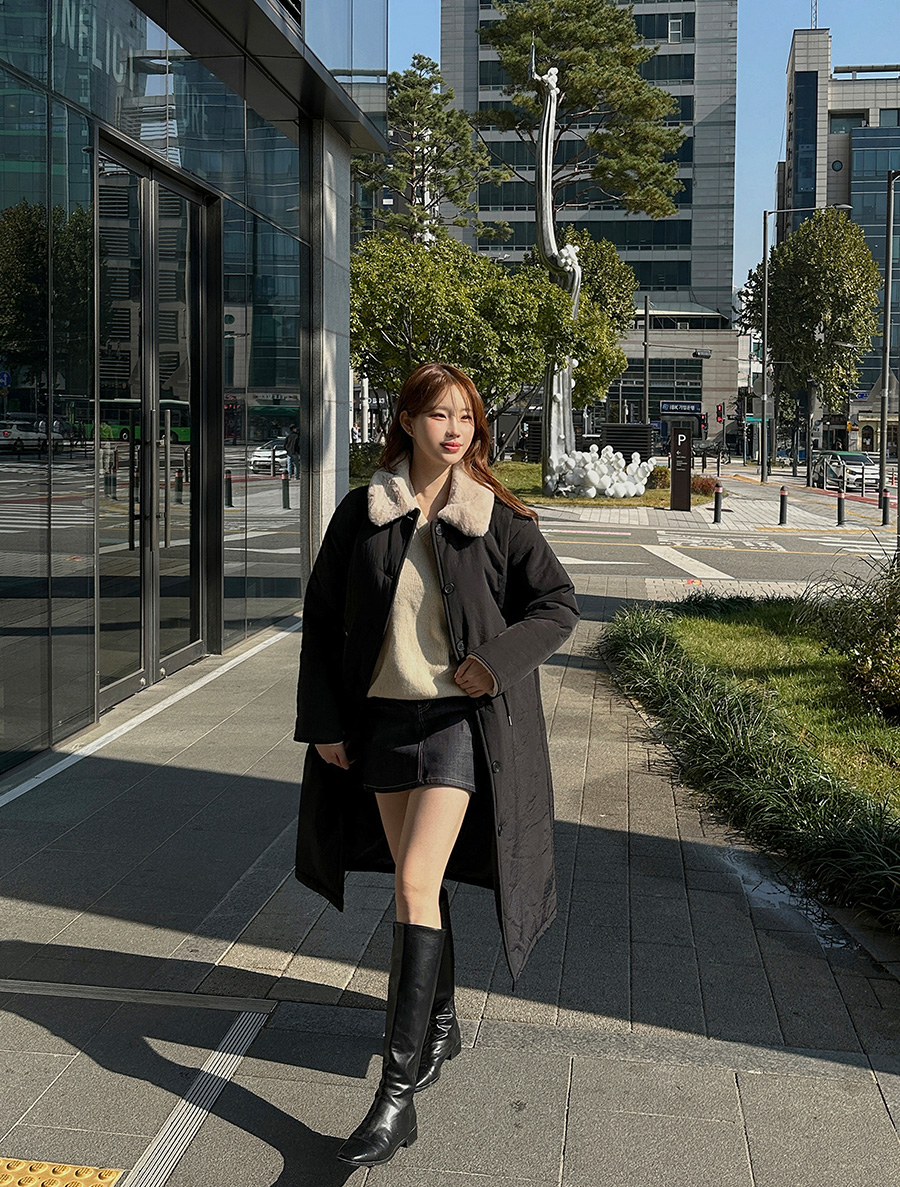 ヴィンティアミンクカラーストリングロングバディングコート（4オンス）