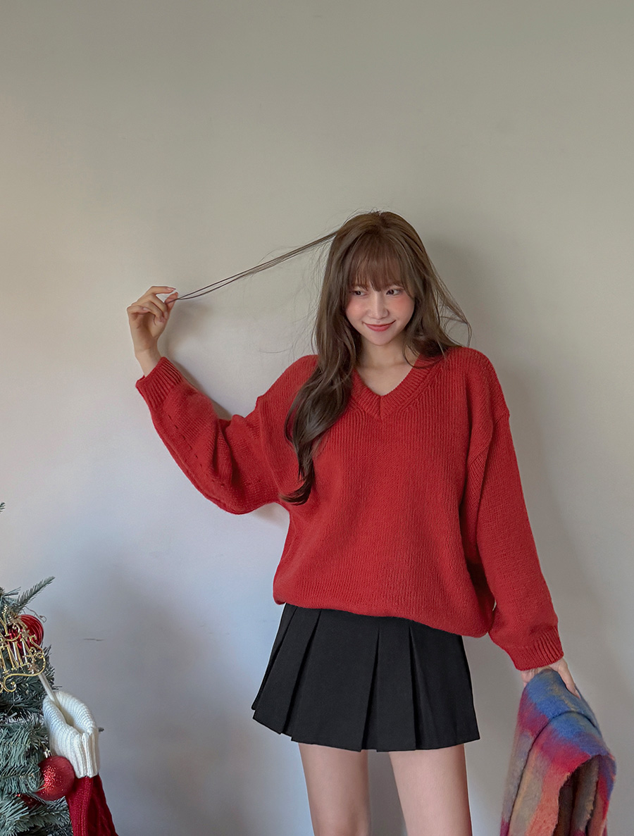ミュールビーVネックバルーンニット