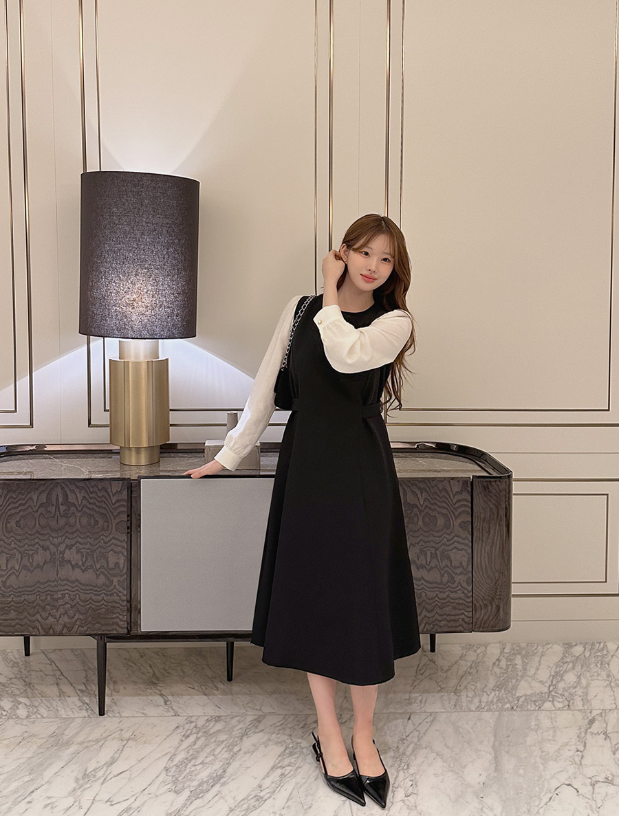 チョーブゼン配色フレアロングワンピース