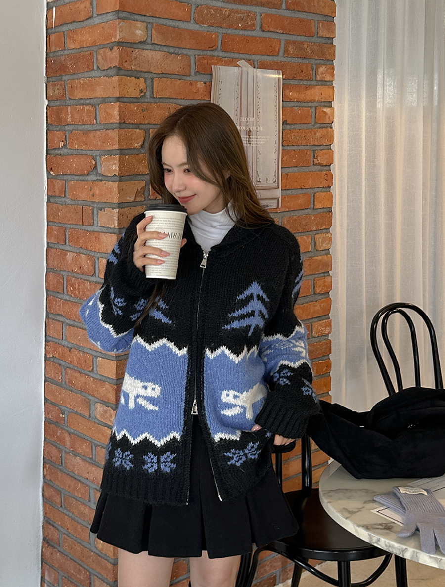 チェントハ ノルディック ウール ニット ジップアップ