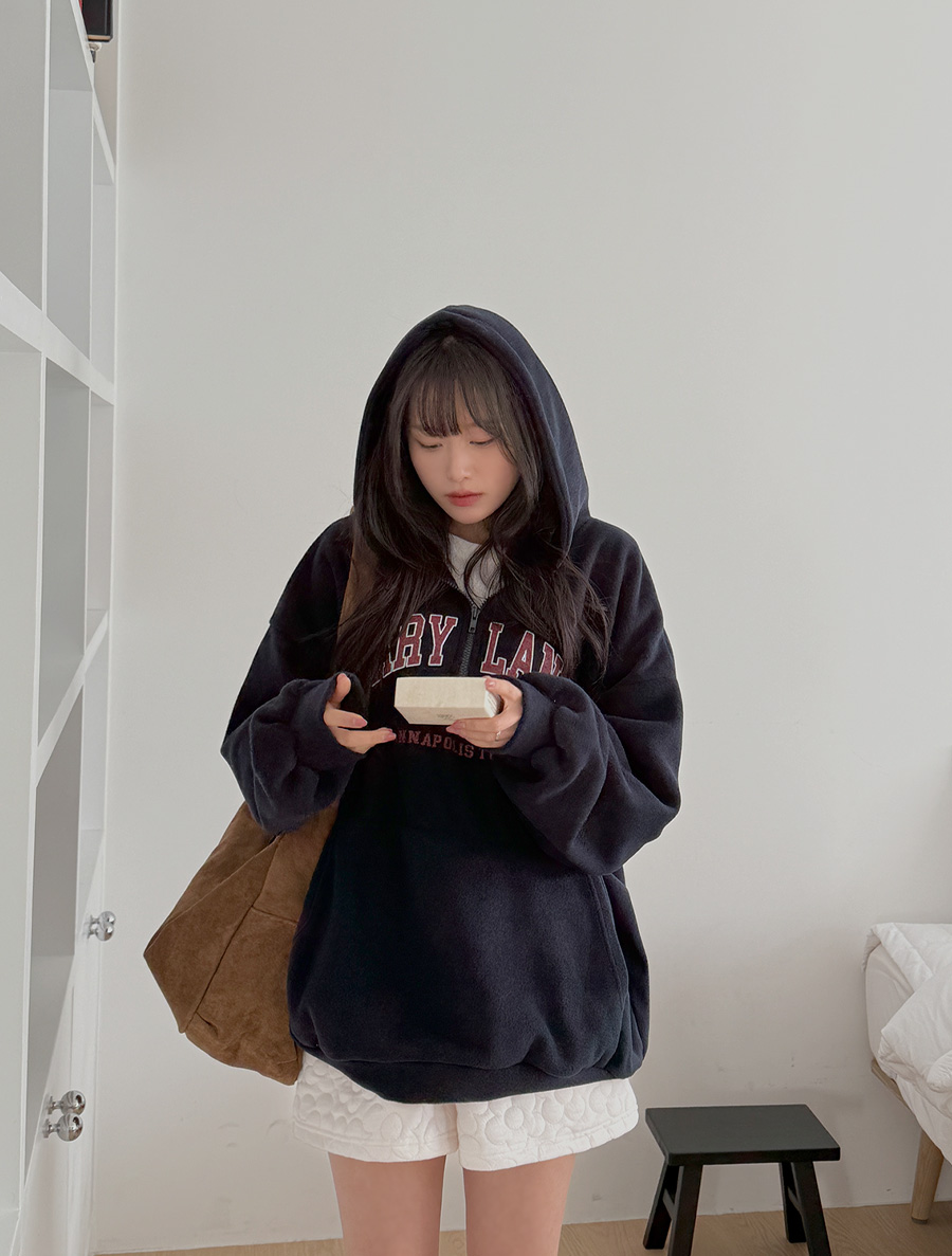 トイデンフリースレタリング反集業フードカットソー