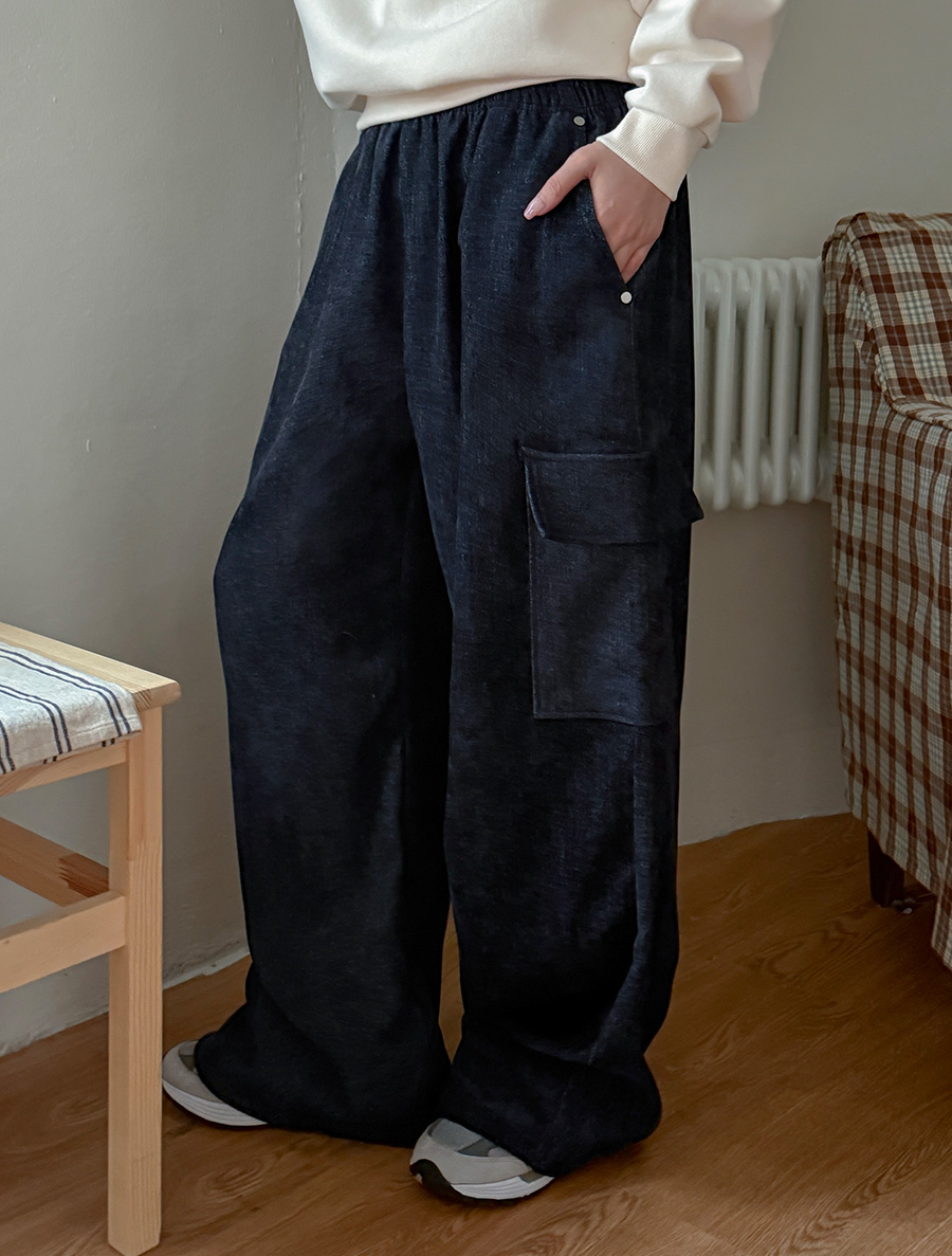 ユートマン起毛スタッドカーグウエストバンドパンツ