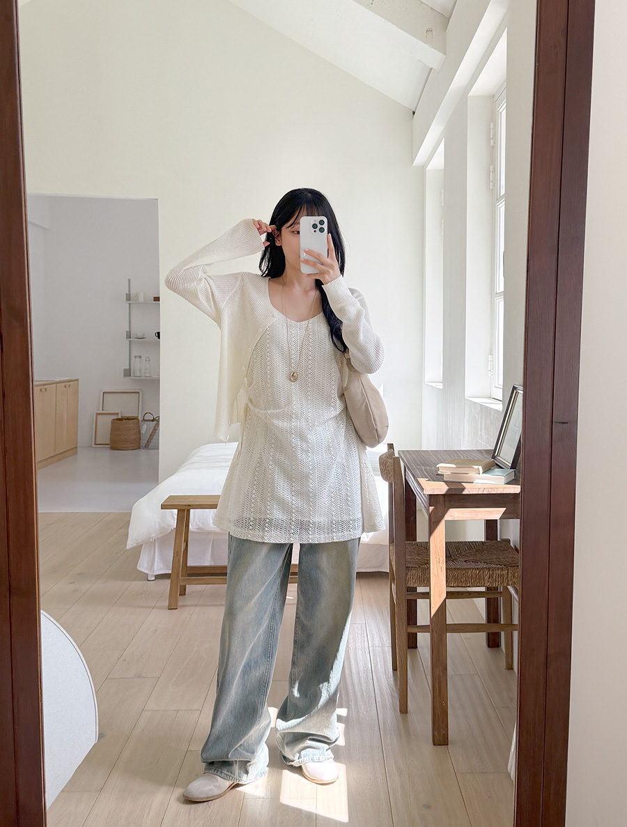 [EVELLET]ルティベンレースシャーリングレイヤードミニワンピース