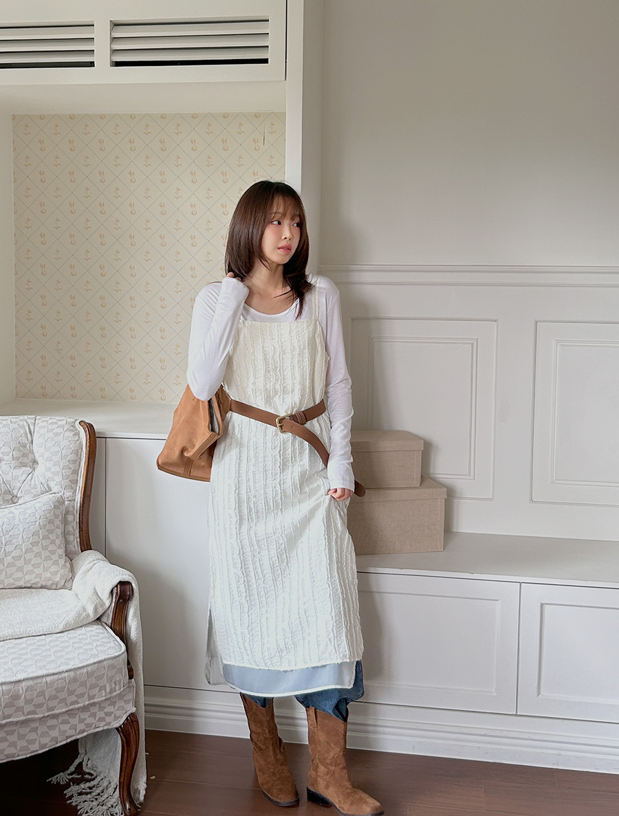 [EVELLET]オペリーレイヤードビスティエロングワンピース