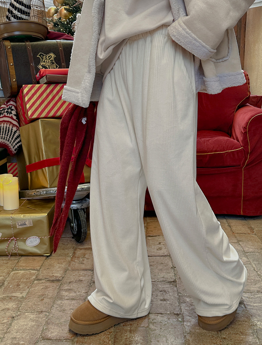 ファンアドミンク起毛ベルベットロングウエストバンドパンツ