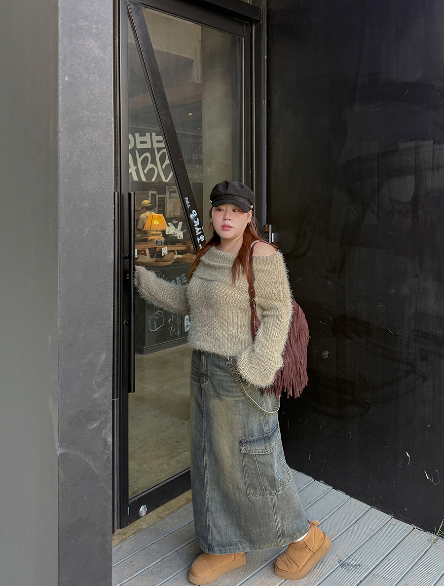 [EVELLET]ユリアティンウォッシュカーグ長さ別デニムロングスカート