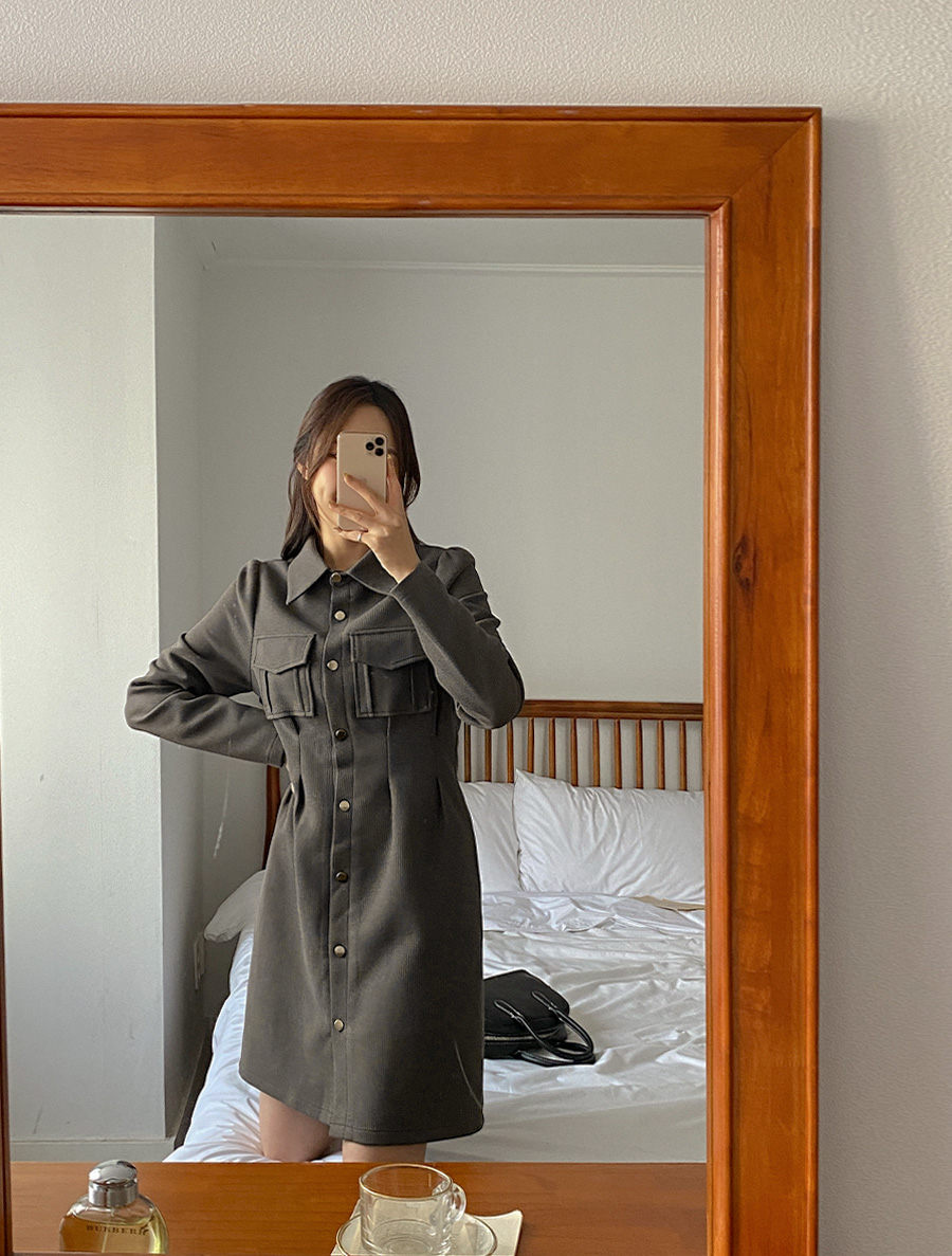 [EVELLET]キーボードピンタックワッフルワンピース