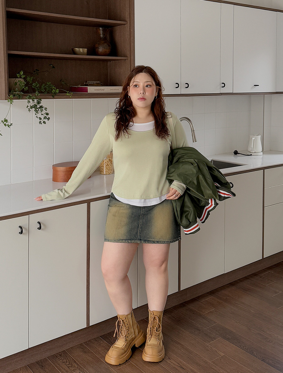 [EVELLET]エティアレイヤード配色ティーシャツ