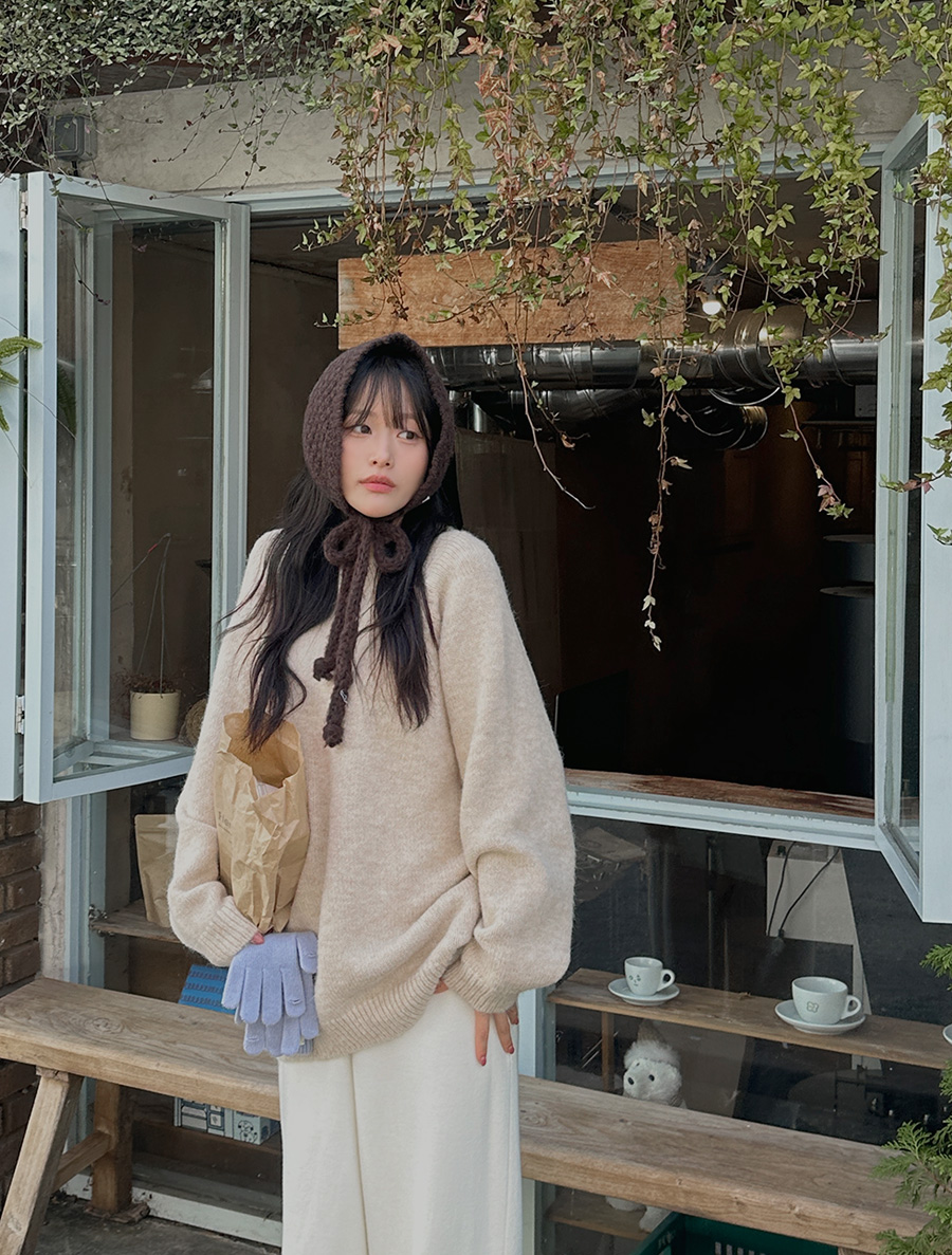 [EVELLET]アマンスラウンドウールニット