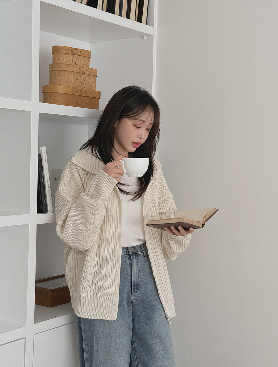 [EVELLET]レニューブセーラーツーウェイニットジップアップ