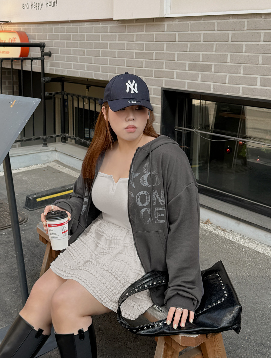 [EVELLET]プリンビービンテージツーウェーフードジップアップ