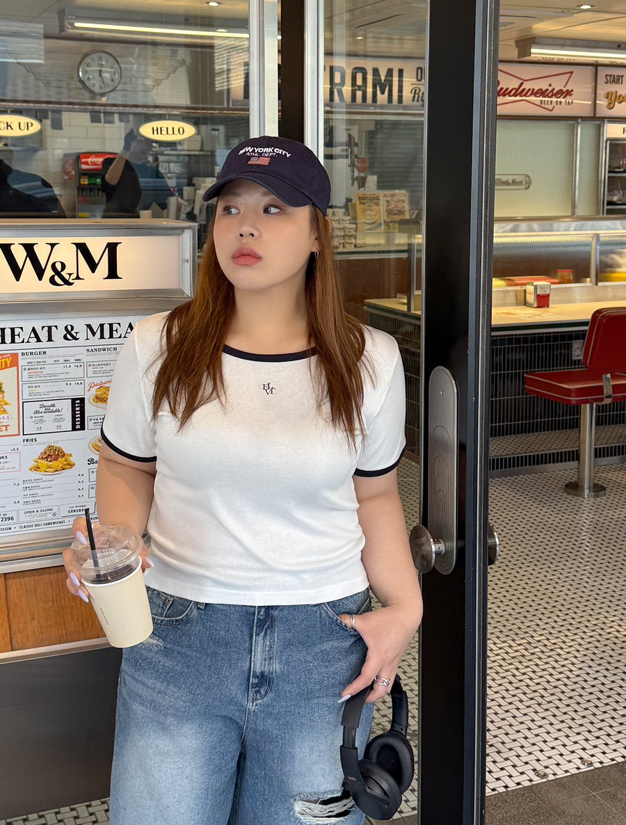 [EVELLET]リップルブロゴ配色ティーシャツ