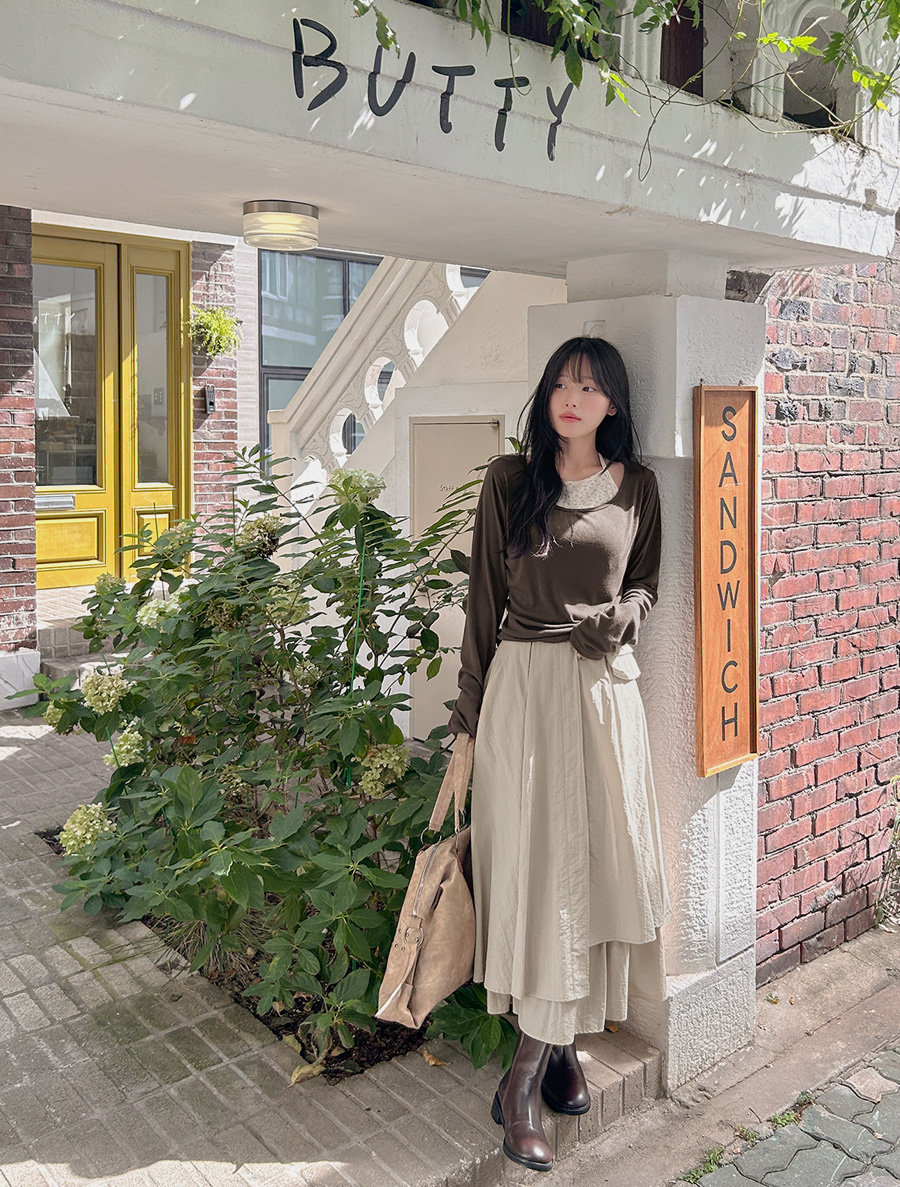 [EVELLET]ミューアートベルトバッグSETアンバランスロングスカート