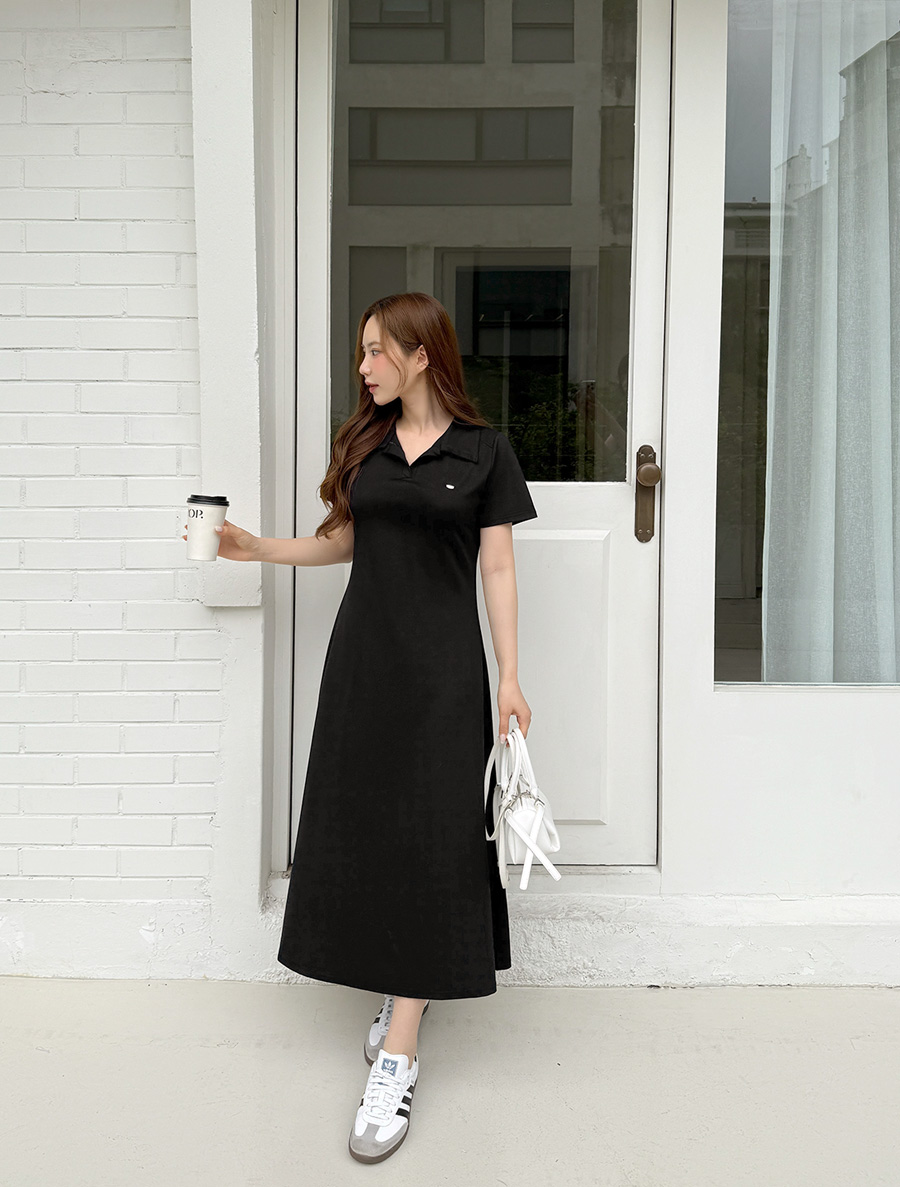 [EVELLET]ロアブルクールカラーロングワンピース