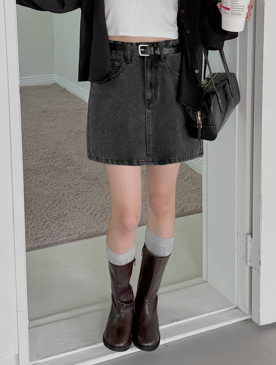 [EVELLET]ポップピースベルトSETデニムパンツスカート