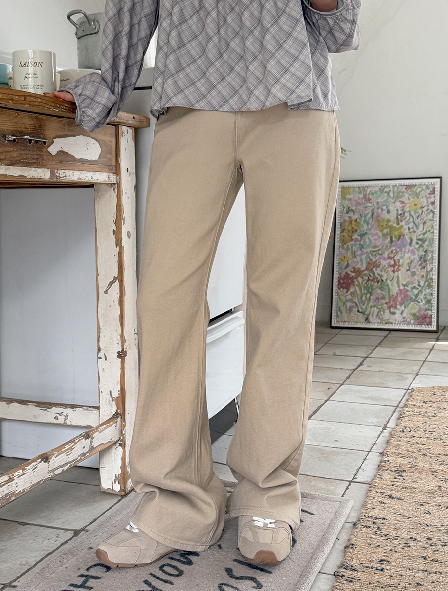 ミューフェリンピッチ起毛長さ別ブーツカットコットンパンツ