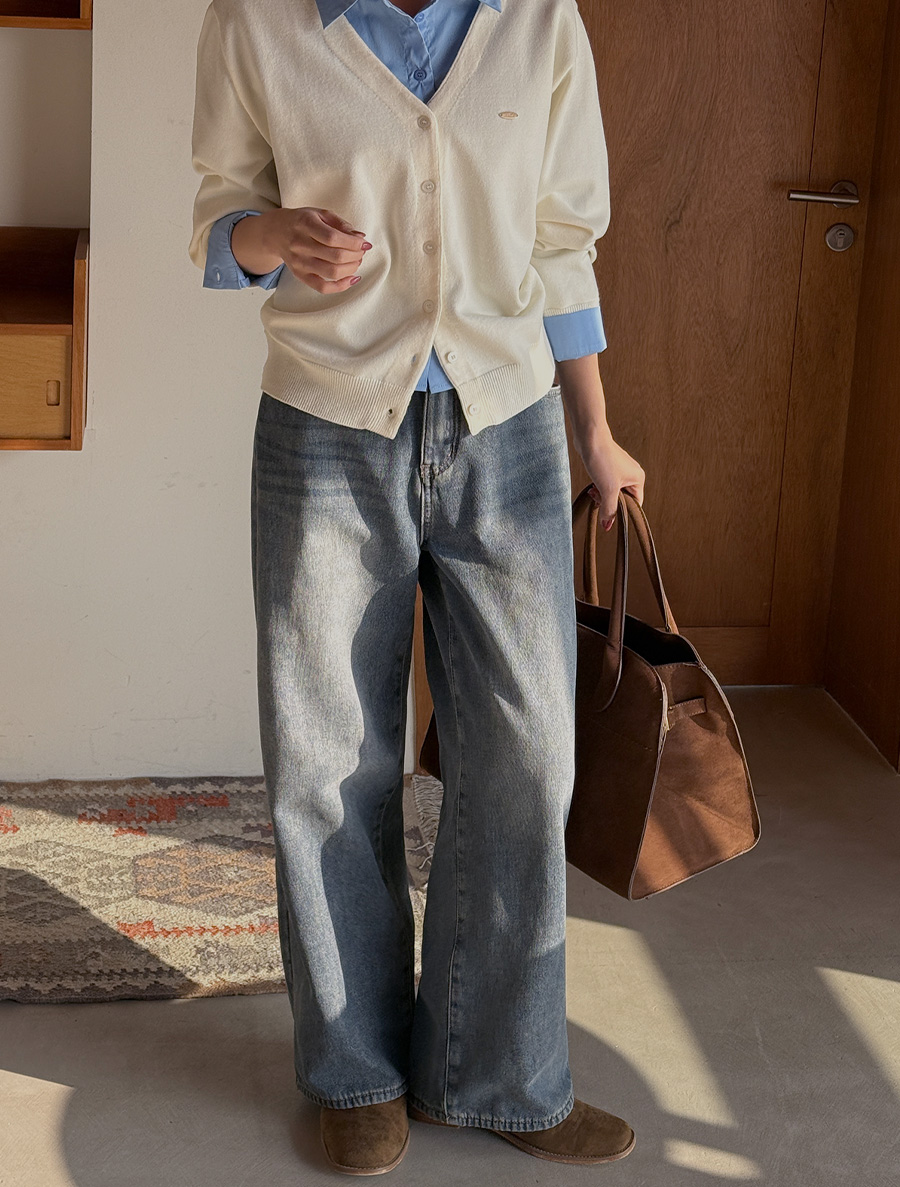 ユートエン丈別起毛ワイドデニムパンツ