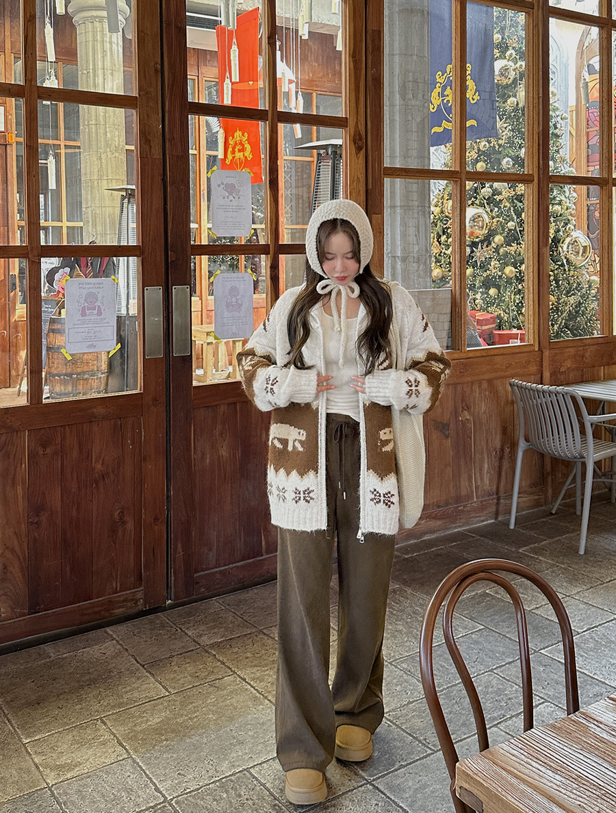 オンプハ長さ別コーデュロイ起毛ブーツカットウエストバンドパンツ