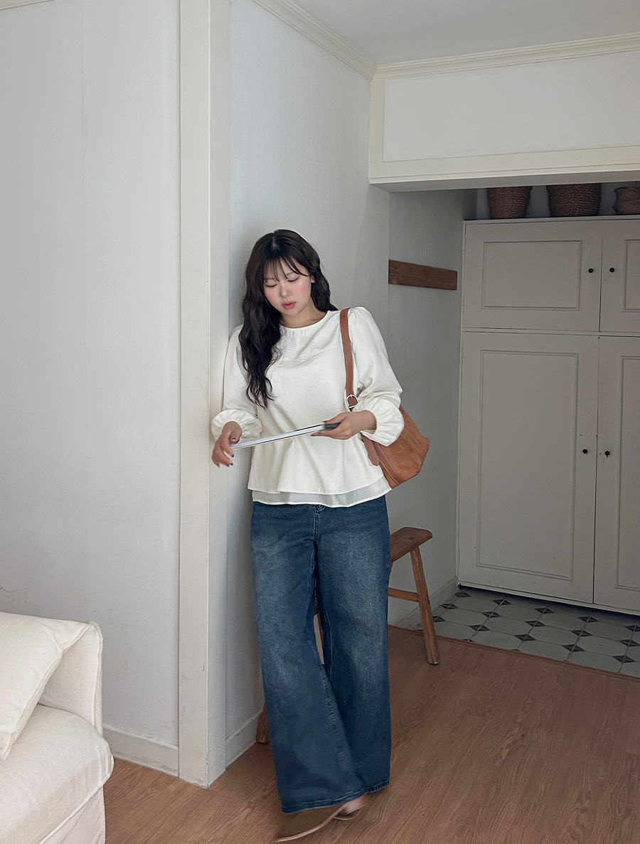 チューハーフ レイヤード パフ ブラウス