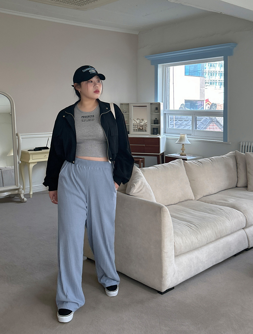 [EVELLET]ヘリガゴルジウエストバンドパンツ