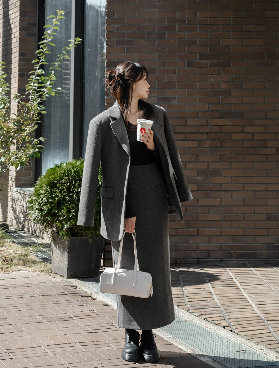 [EVELLET]ディメスヘリンボーンHラインロングスカート