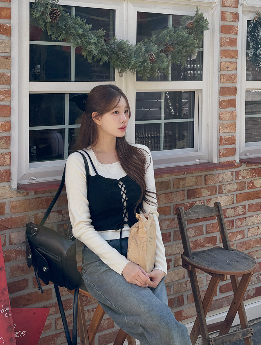 [EVELLET]ラフディーンビスティエレイヤードニット