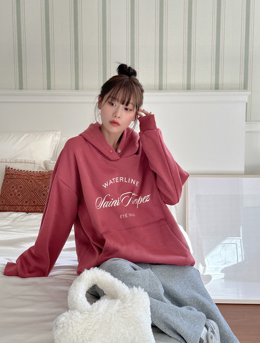 オンミューティ 起毛 レイヤード レタリング フード カットソー