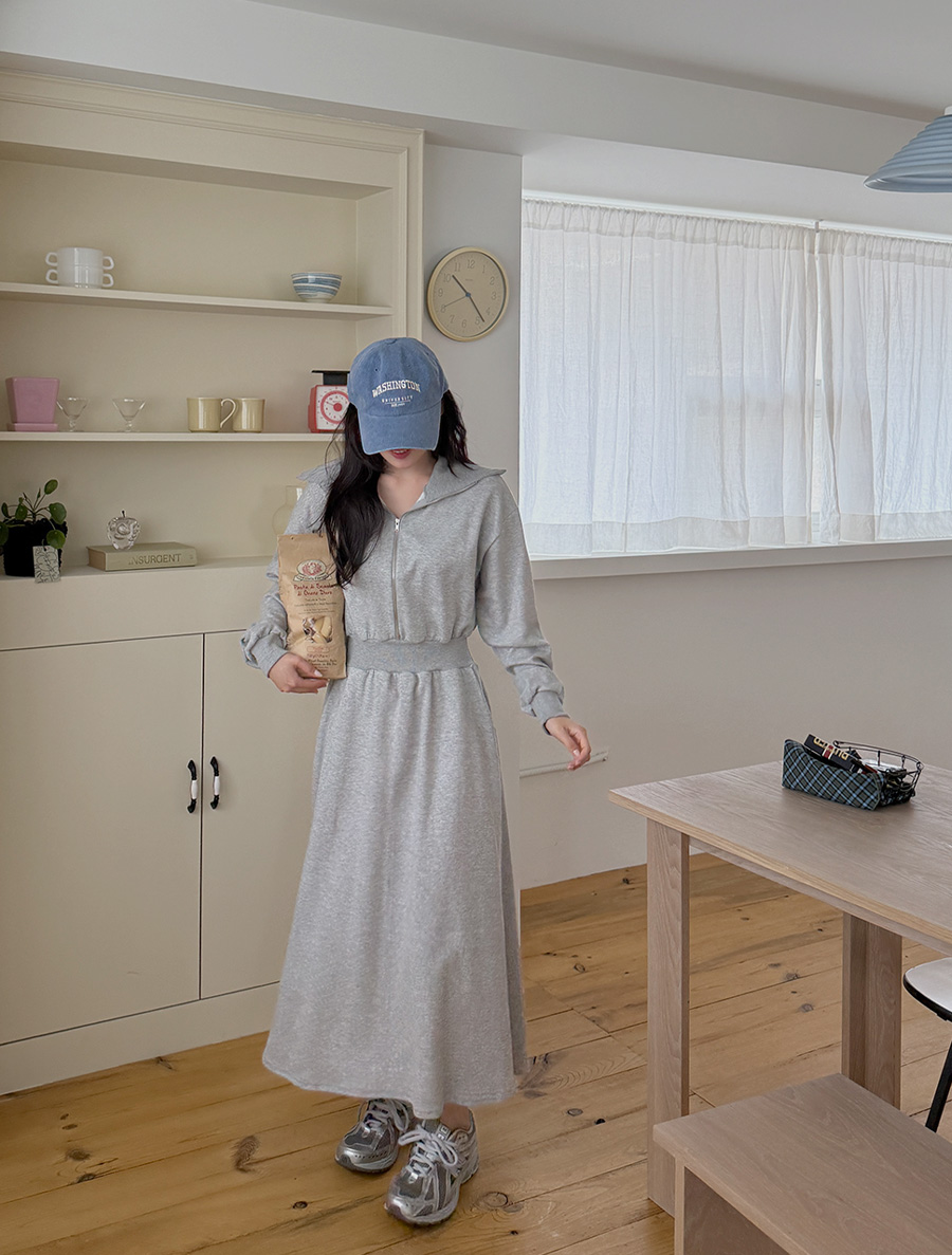 [EVELLET]ガエンドカラーウエストバンドロングワンピース