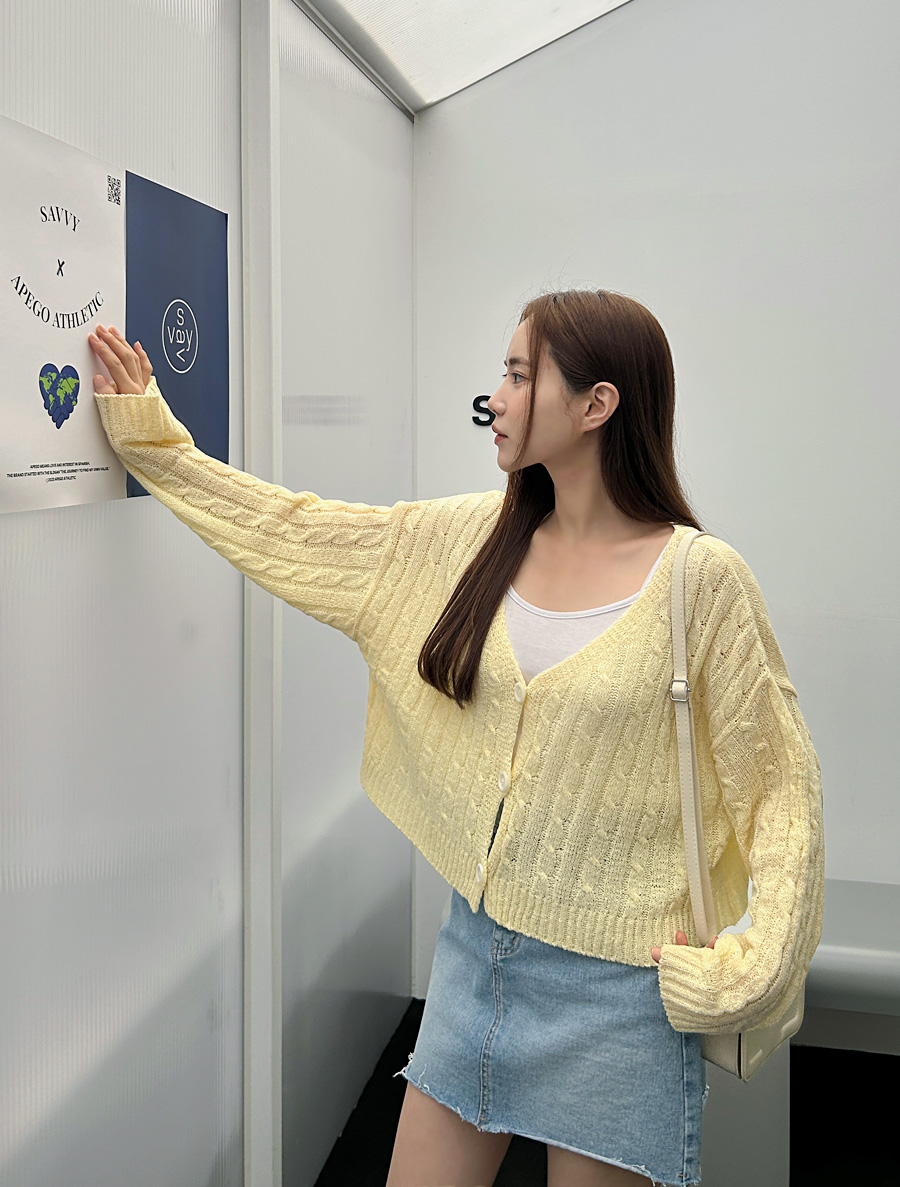 [EVELLET]リンデルスクルーラークロップドニットカーディガン