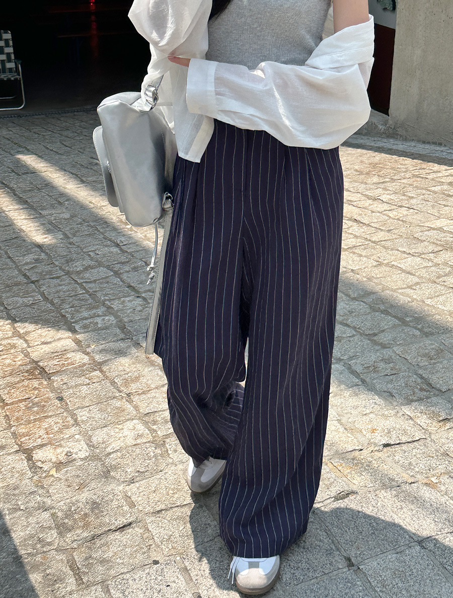 [EVELLET]デリコリネンSTワイドパンツ