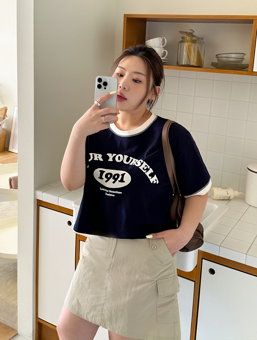 [EVELLET]リリテンプリンティングクロップドティーシャツ