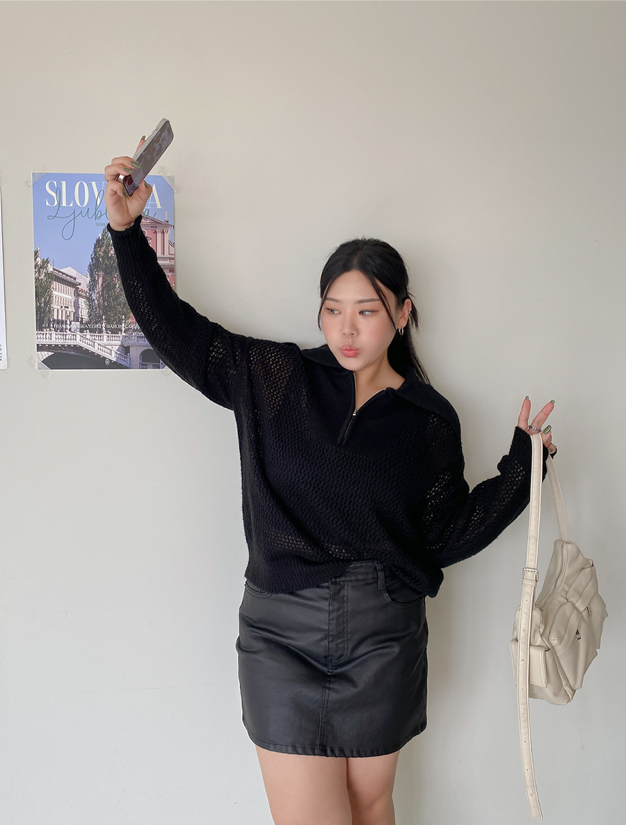 [EVELLET]ハニトパンチングカラーニット