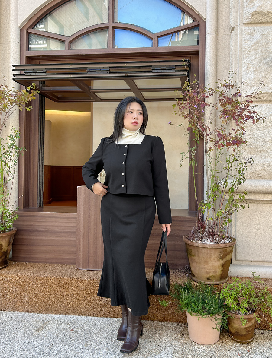 [EVELLET]マロアスクエアネック毛織ジャケット