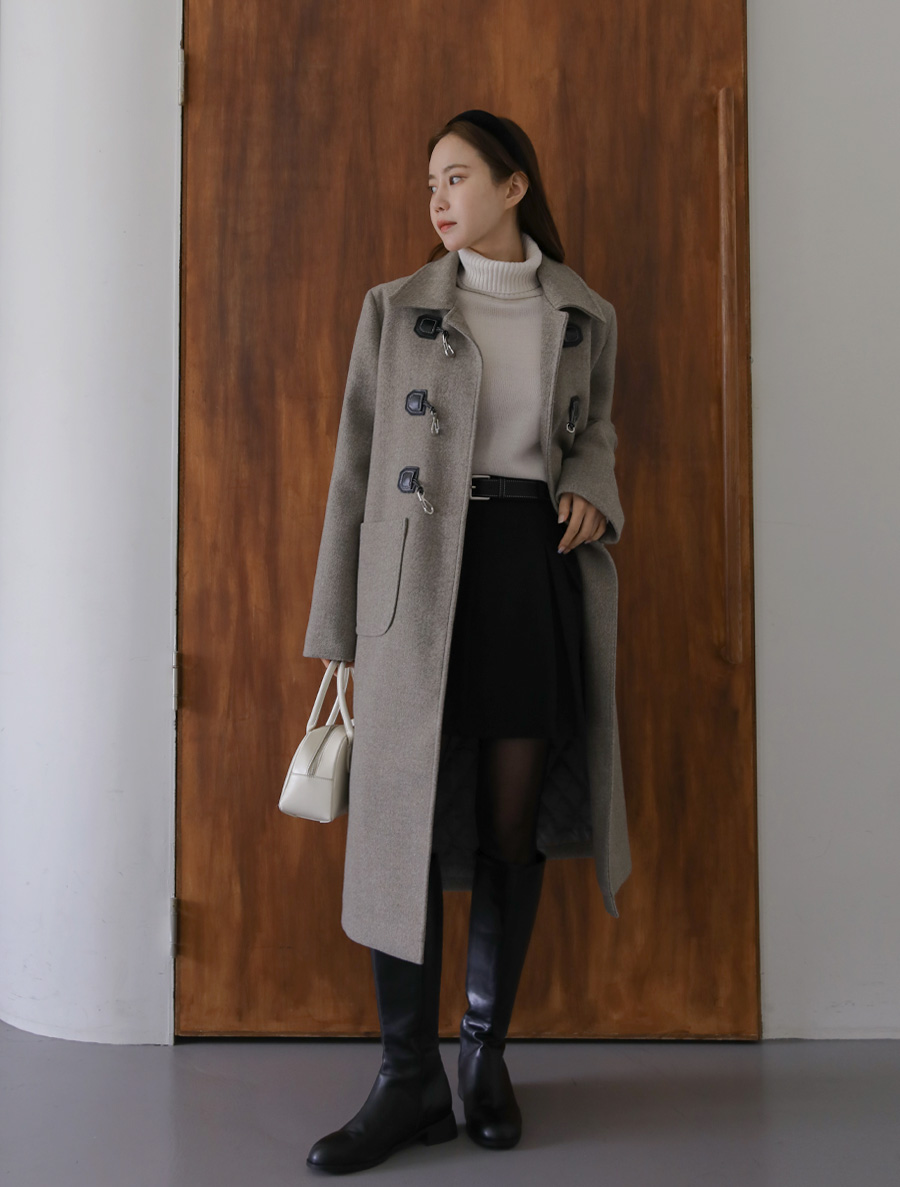 [EVELLET]エルディアンプレミアムバックルキルティングウールコート（3オンス）