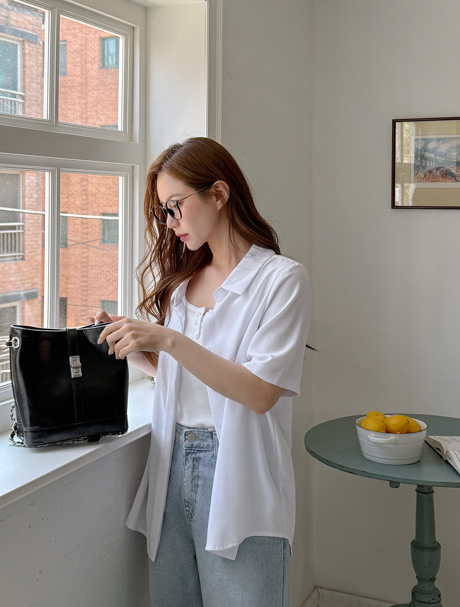 [EVELLET]ハセディンヒドンボタンブラウス