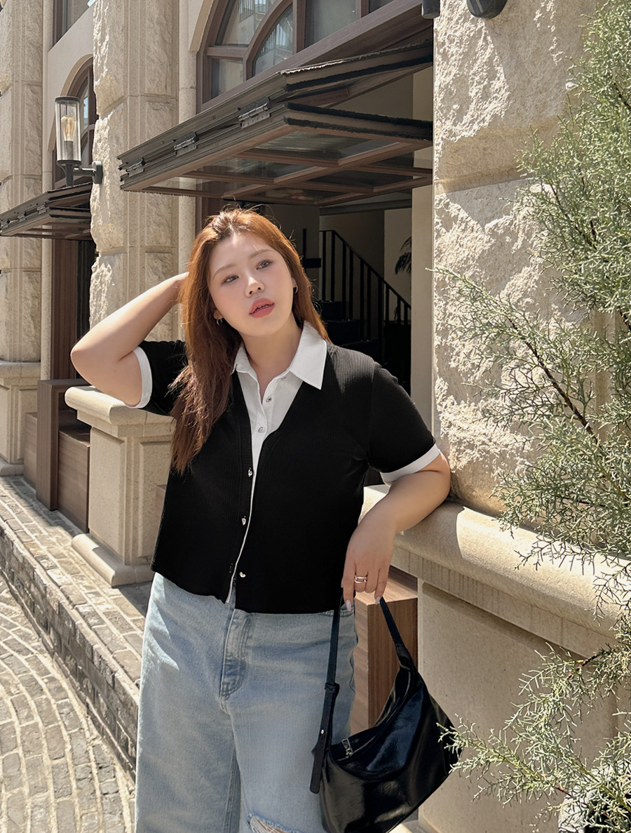 [EVELLET]ミデリーゴルジ配色シャツ