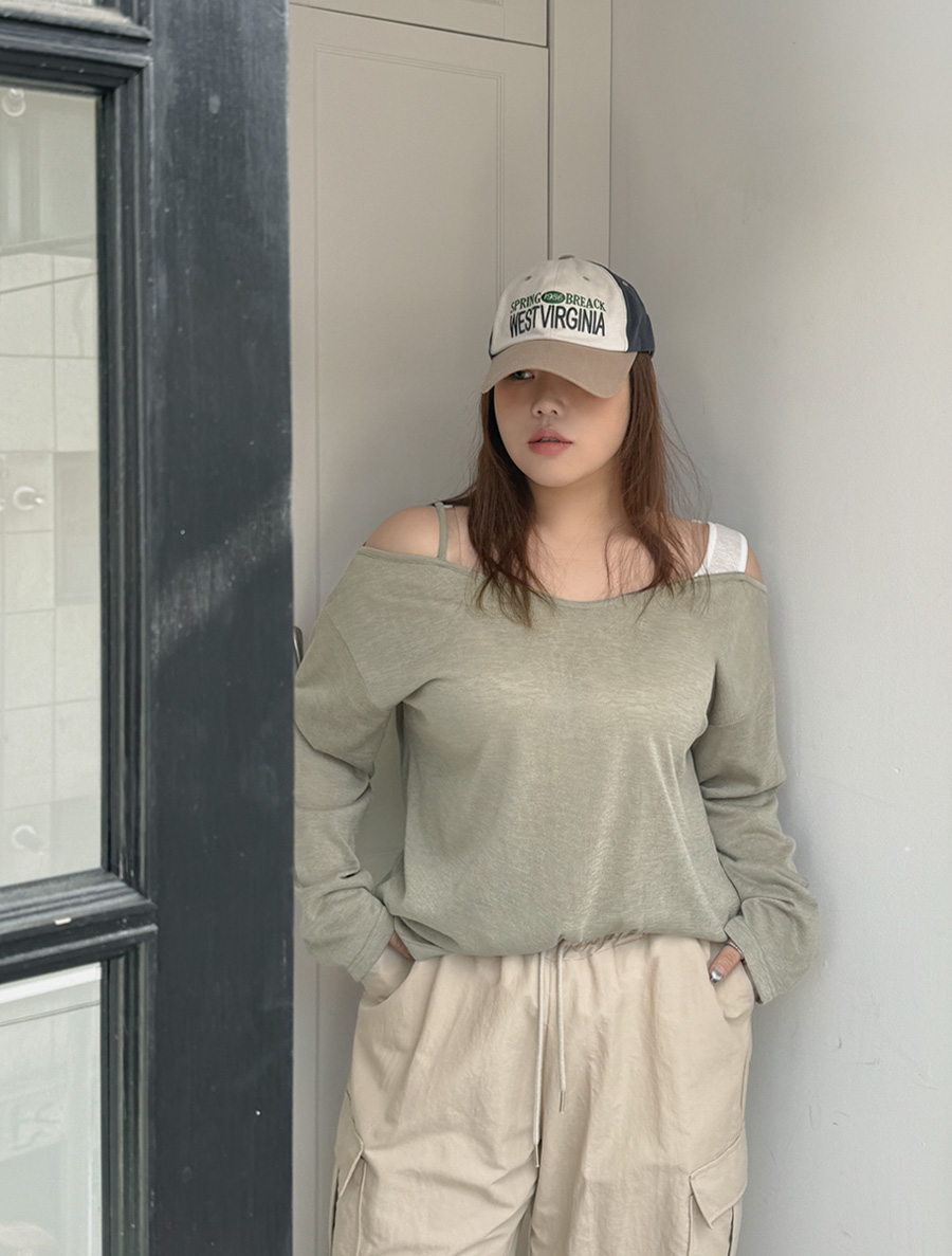 [EVELLET]ウィドム配色レイヤーティーシャツ