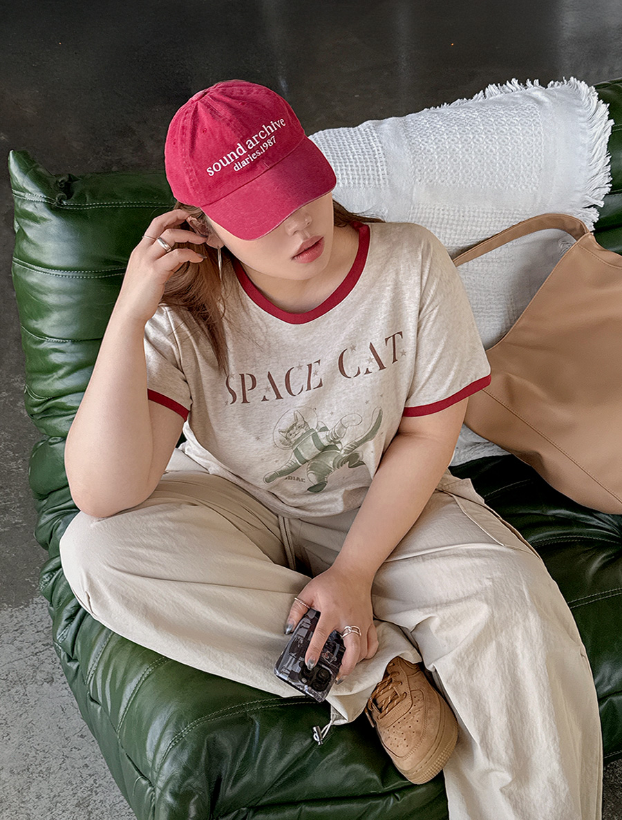 [EVELLET]リユテン配色プリンティングクロップドティーシャツ