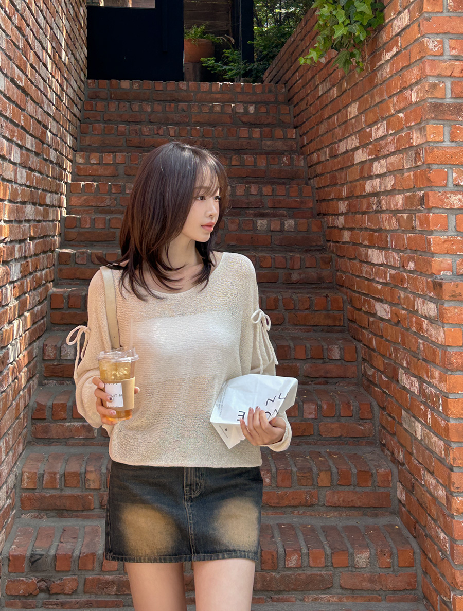 [EVELLET]ルアリンリボンショルダーイムニット