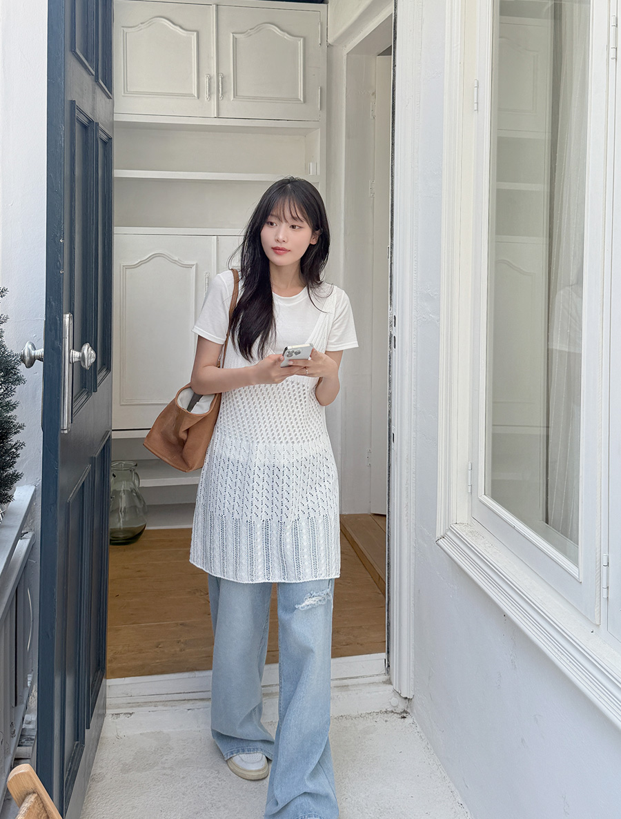 [EVELLET]エディムスカッシュレイヤードニットワンピース