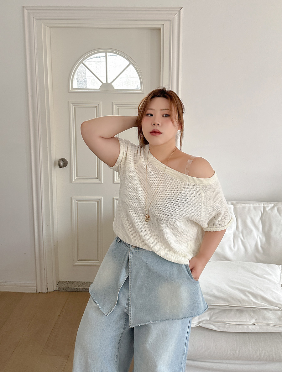 [EVELLET]マティーニュボートネックルーズフィットニット