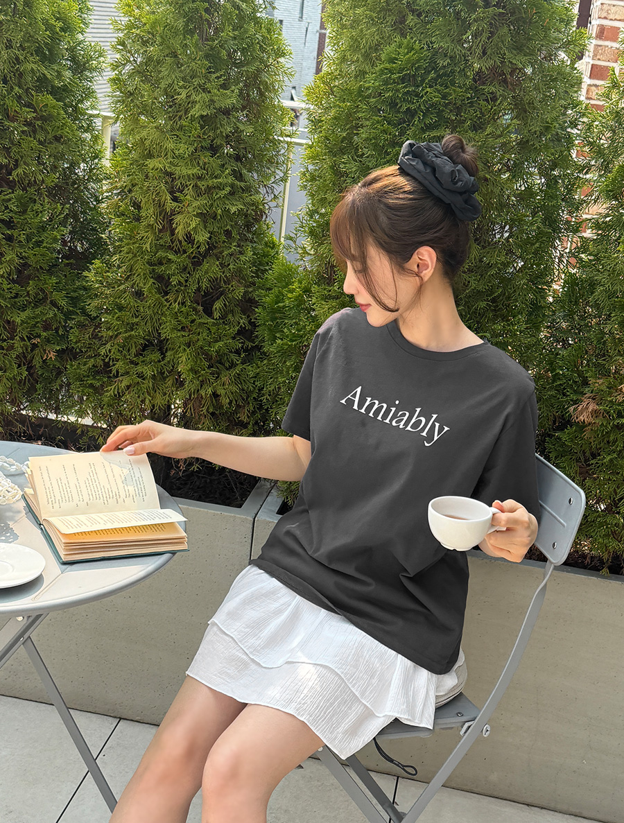 [EVELLET]アセティレタリングティーシャツ