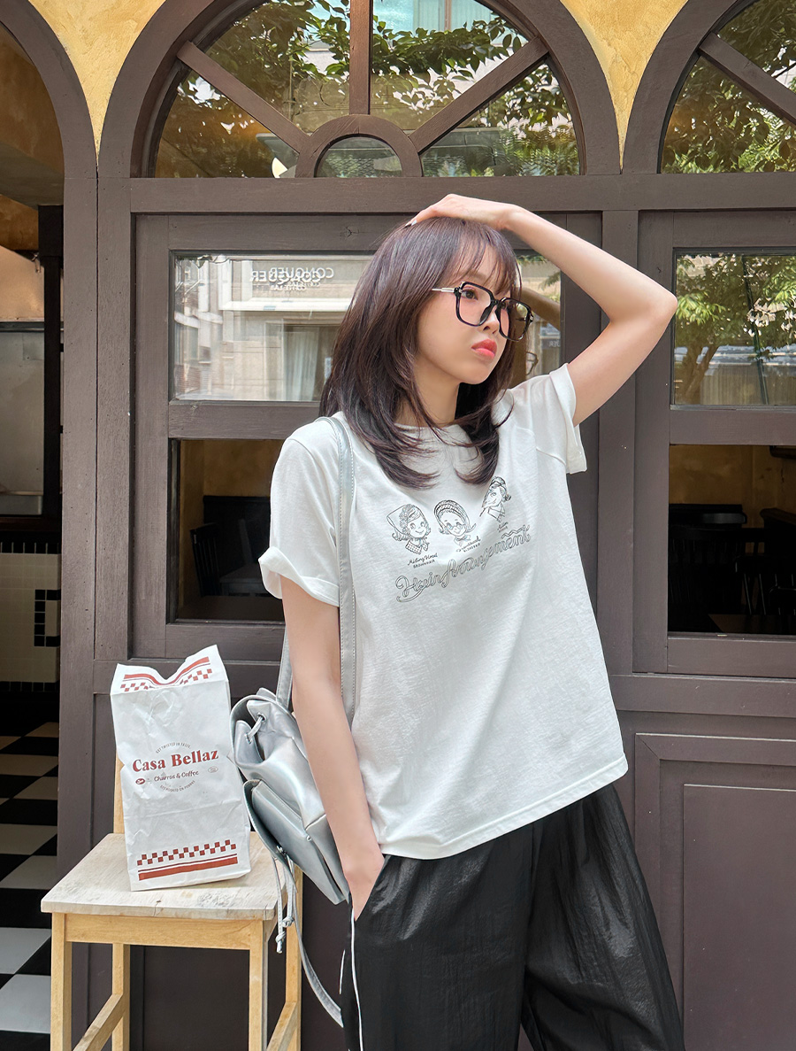 [EVELLET]リフロー配色プリンティングティーシャツ