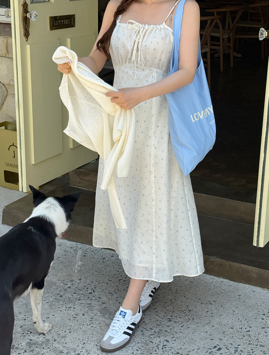 [EVELLET]ベルビフラワービスティエロングワンピース