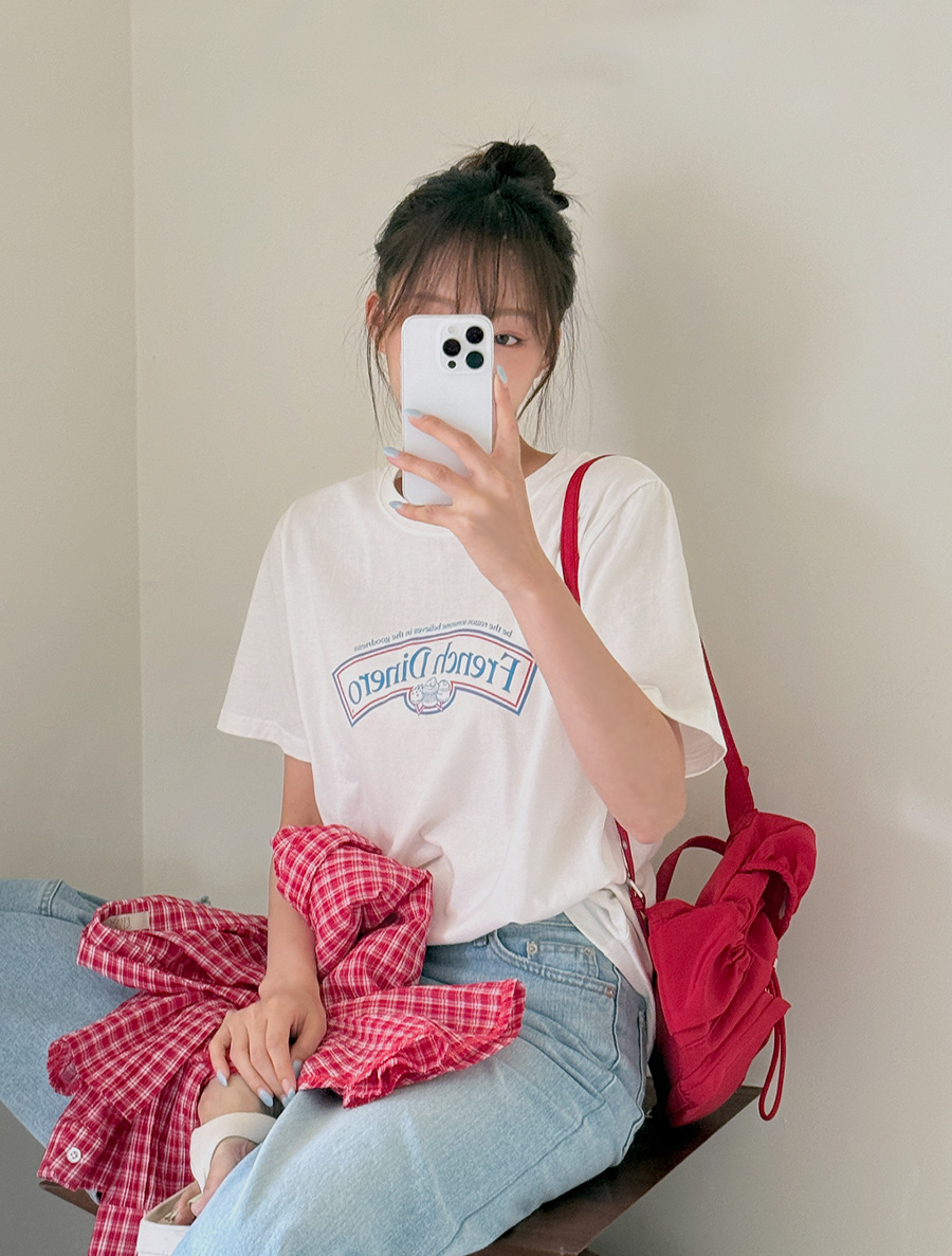 [EVELLET]ロープアプリンティングティーシャツ