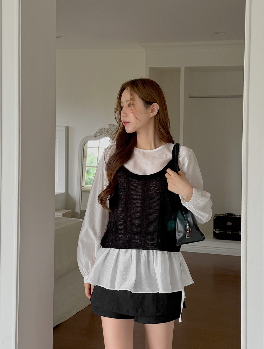 ミュージオンケーブルリボンニットビスティエ