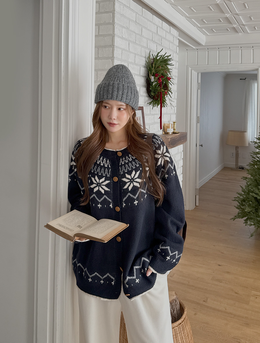 ハーフゼンノルディックボタンニットカーディガン