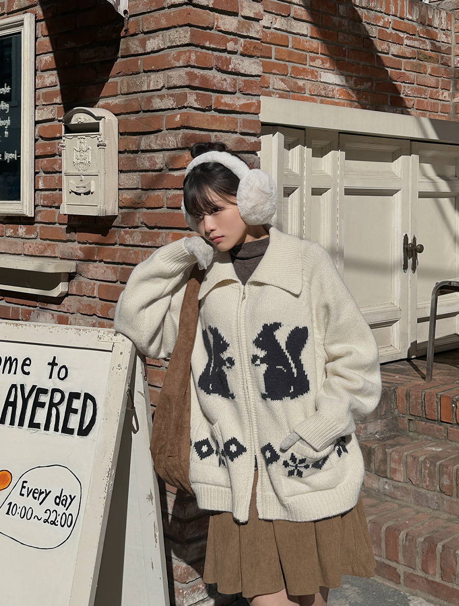 アートビュー ノルディック ツウェウェ ニット ジップアップ